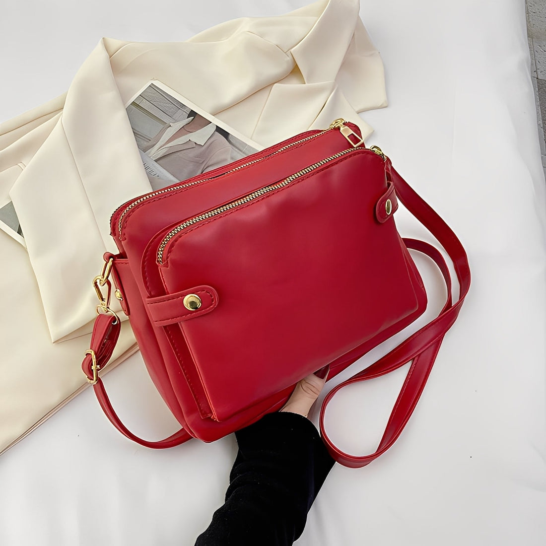 Michaela - Klassische Schultertasche aus Leder für Frauen