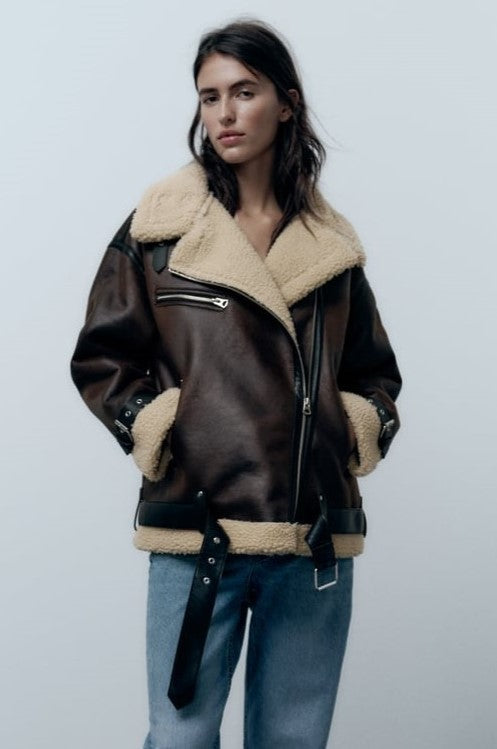Bridget - Jacke mit Kunstleder-Revers Elegant