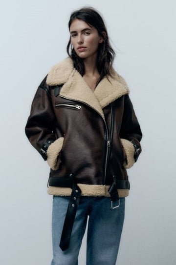 Bridget - Jacke mit Kunstleder-Revers Elegant