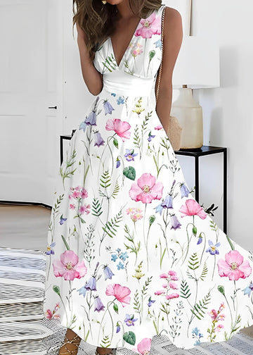 Breanna - Damenkleid mit hohem Bund und Blumenmuster