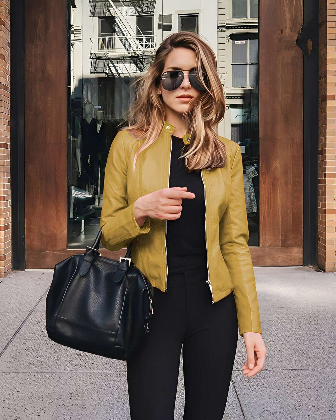 Ashlee - Modische, eng geschnittene Damenlederjacke