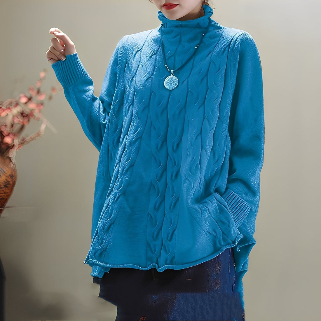 Merla - Lockerer Rollkragenpullover mit Seitenschlitz für Damen