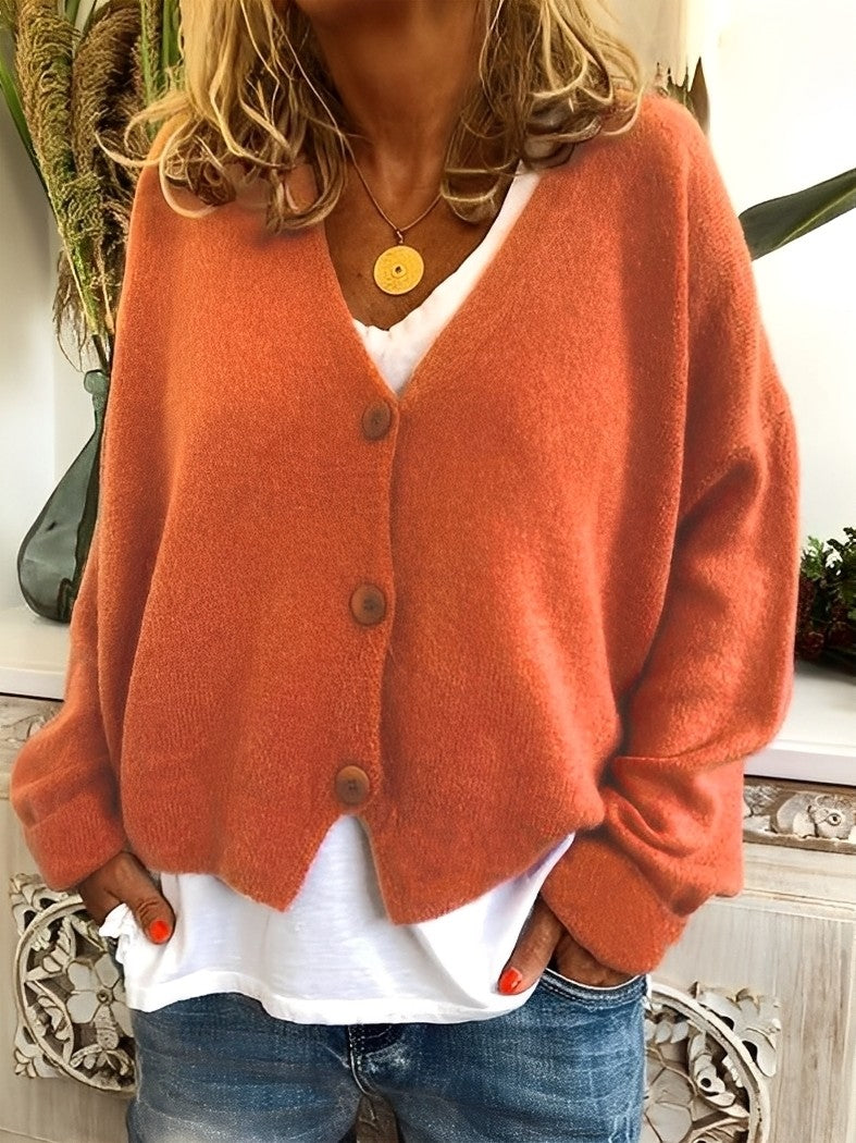 Evette - Bequeme Damen Strickjacke mit Knöpfen