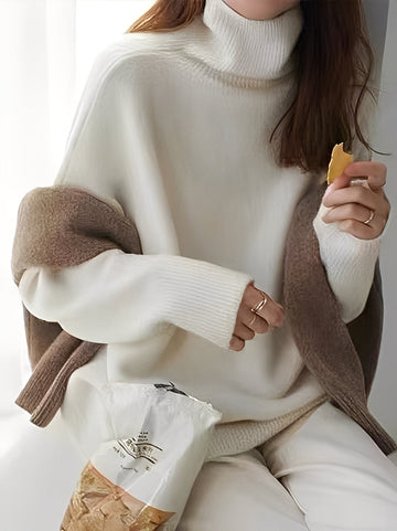 Adrienne - Eleganter, locker geschnittener Kaschmir-Rollkragenpullover