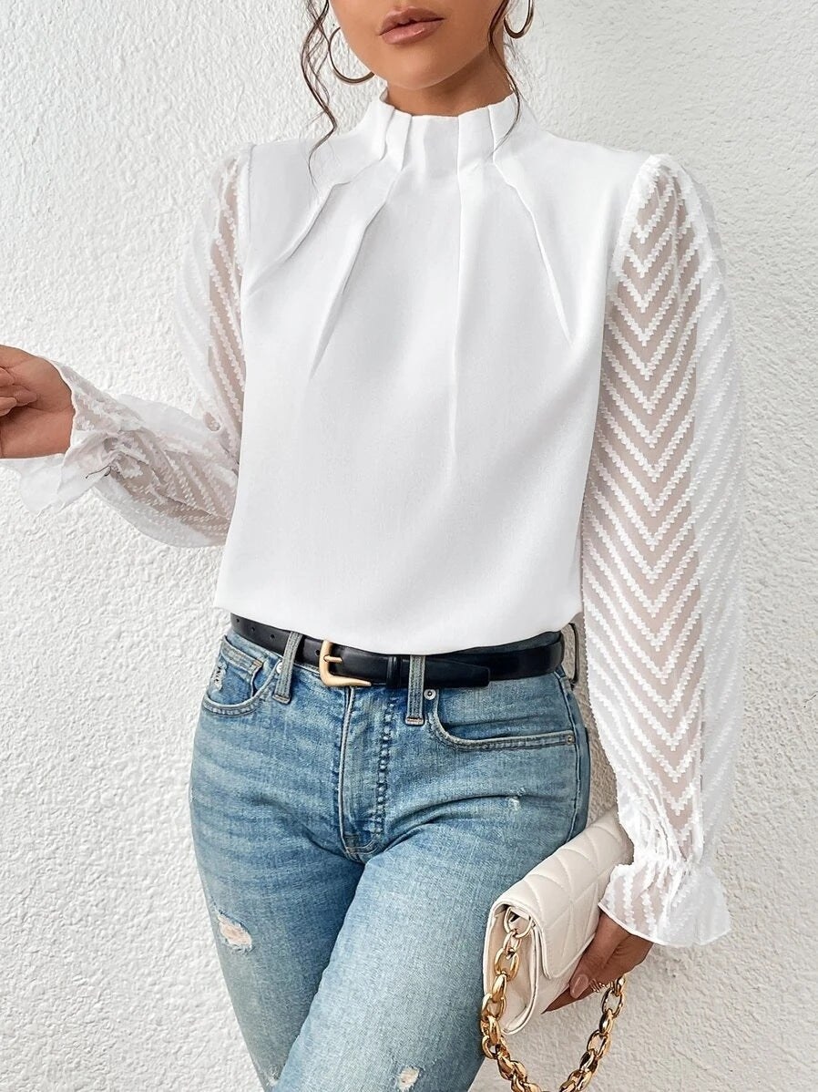 Cassandra - Elegantes langärmeliges Chiffon-Oberteil für Frauen