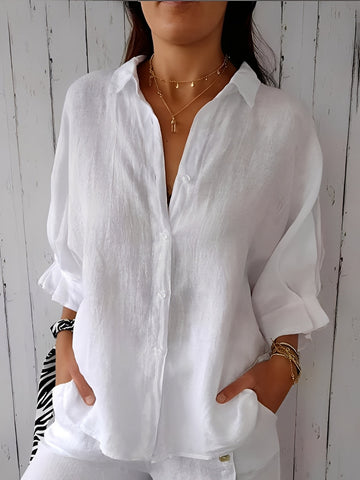 Griselda - Weites Shirt aus Baumwoll-Leinen für Frauen