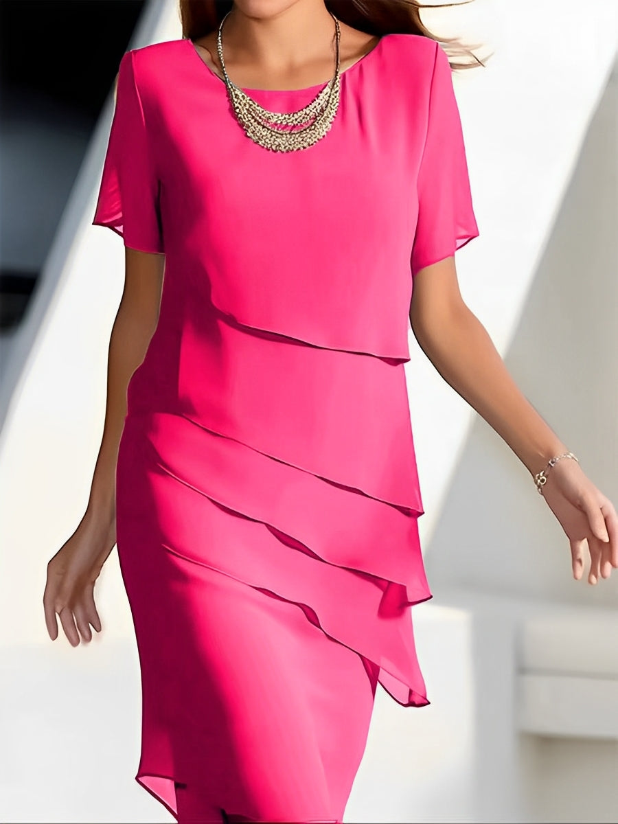 Carmel - Schickes Chiffonkleid mit Patchwork für Damen
