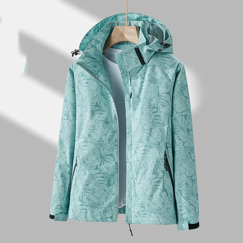 Emmaline - Modische bedruckte Outdoorjacke mit Kapuze für Damen