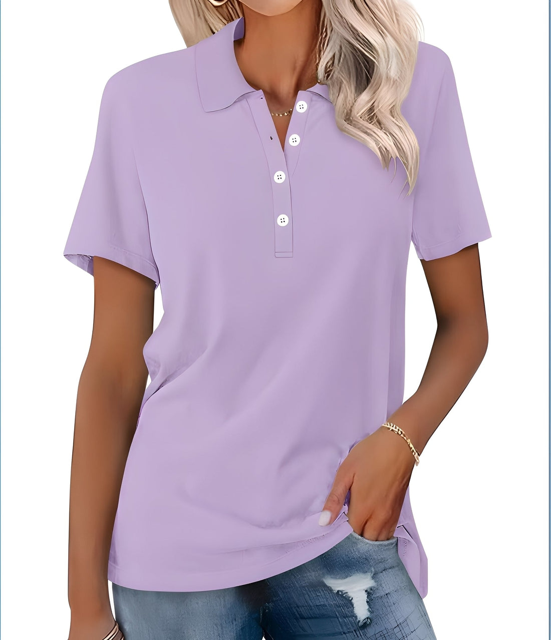 Glenna - Bequemes, eng anliegendes Kurzarm-Poloshirt für Damen