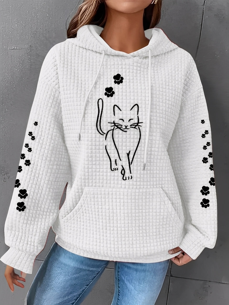 Berenice - Bedrucktes, warmes Damen-Kapuzensweatshirt