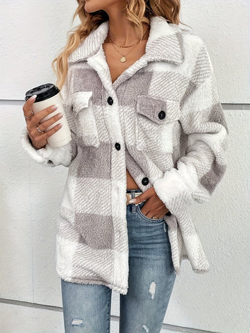 Julie - Warme Damen-Fleecejacke mit Karomuster