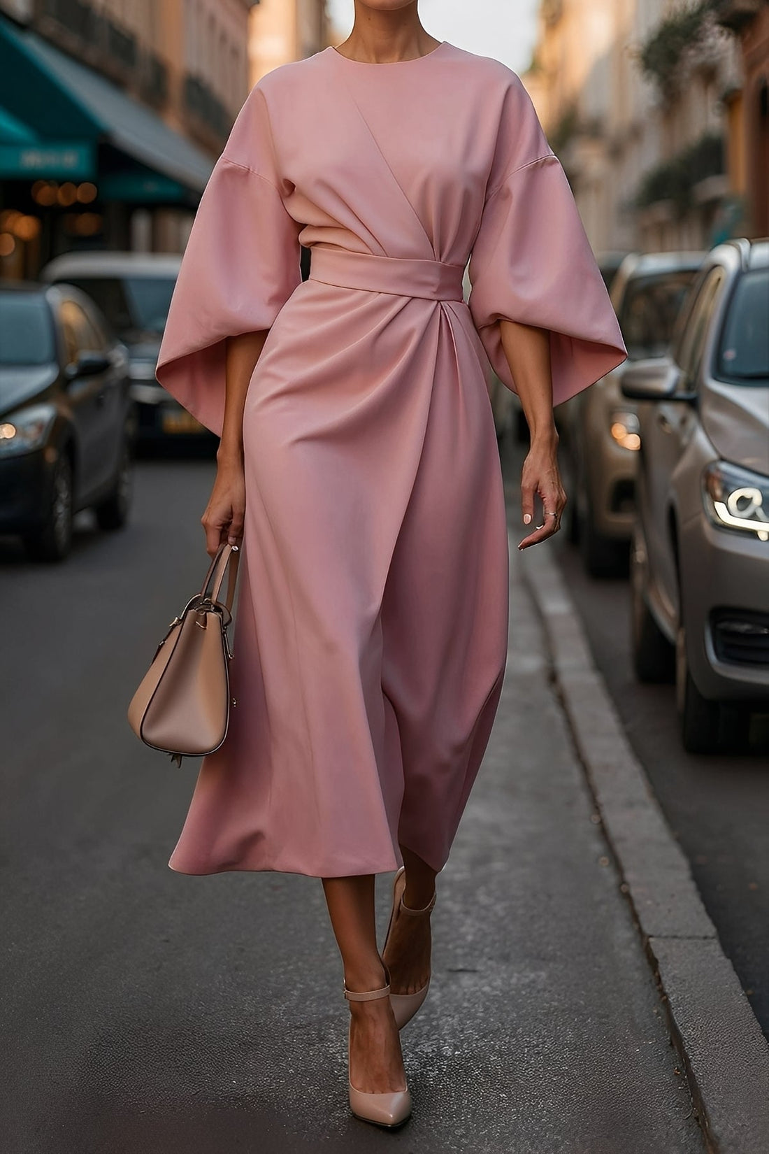 Nicole - Stilvolles Midikleid mit Puffärmeln für Damen
