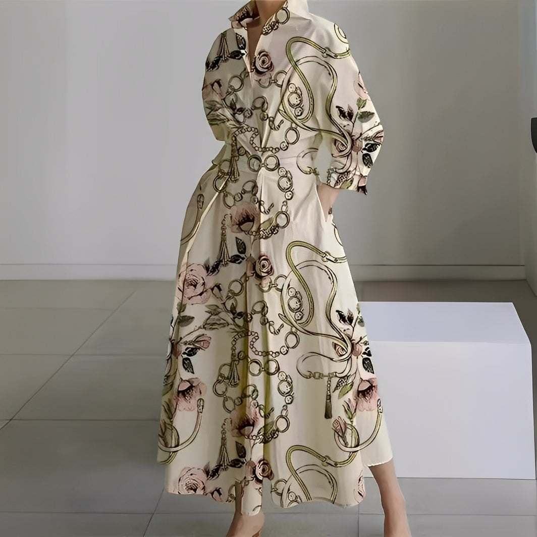 Lavina - Bequemes Langarmkleid mit Taschen für Damen