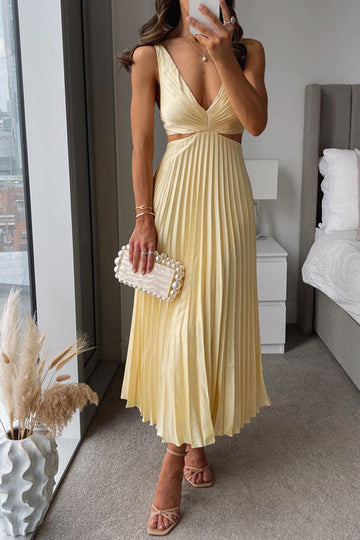 Myrcella - Damen Faltenkleid Maxi, Komfortabel & Modern