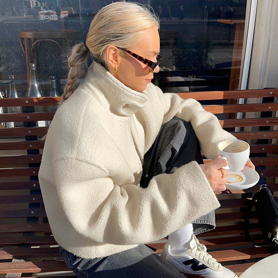 Shania - Moderner, lockerer Oversize-Fleece-Mantel für Frauen