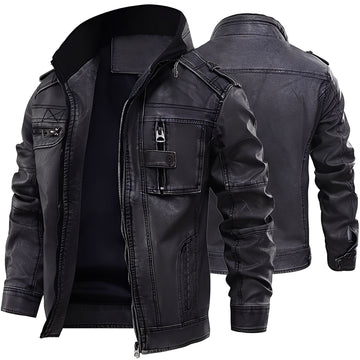 Kevin - Klassische Herren-Lederjacke mit Taschen