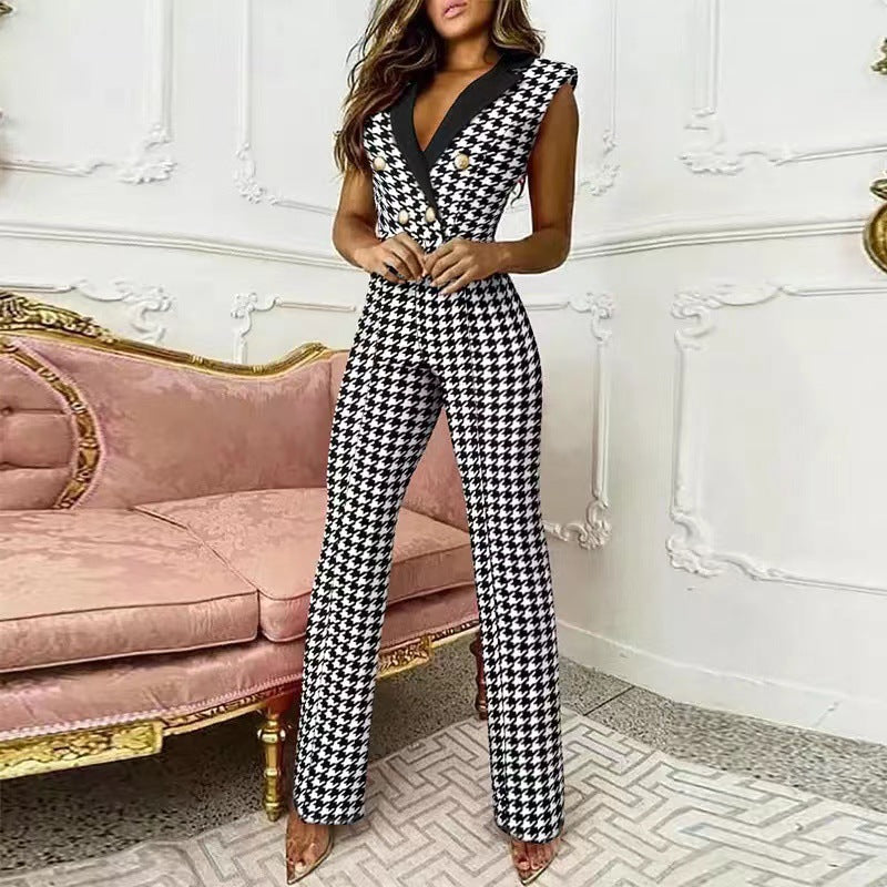 Kianna - Ärmelloser Jumpsuit mit V-Ausschnitt für Damen
