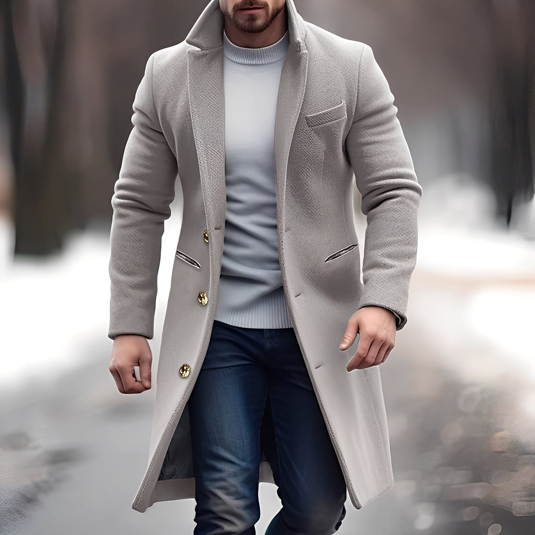 Zackary - Bequemer, mittellanger Herren-Wollmantel
