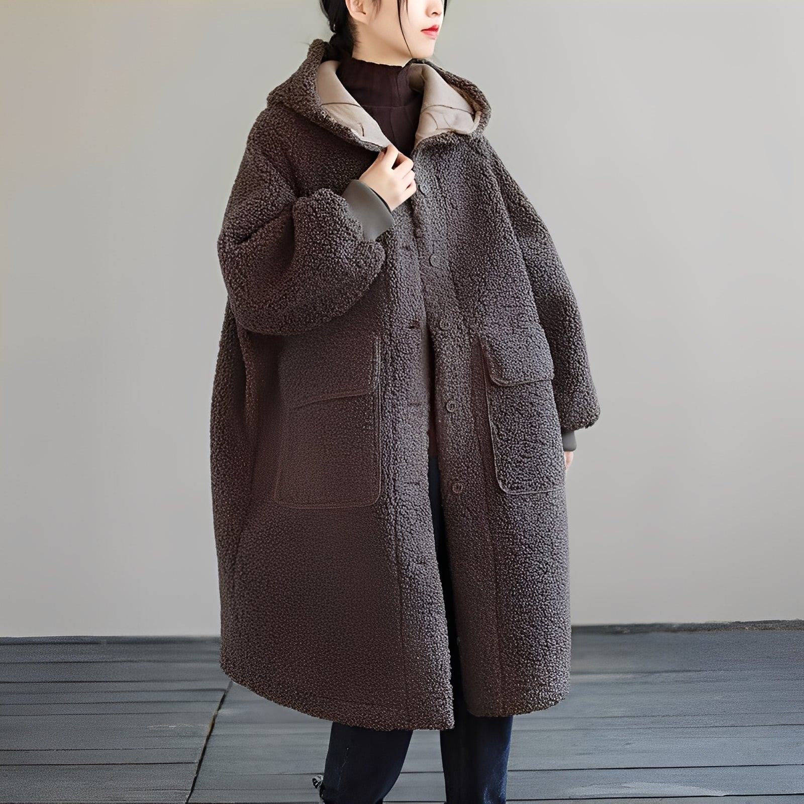 Nydia - Warmer Damen-Wollmantel mit Kapuze