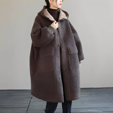 Nydia - Warmer Damen-Wollmantel mit Kapuze