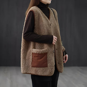 Emerie - Bequeme, dicke Weste mit Taschen für Frauen