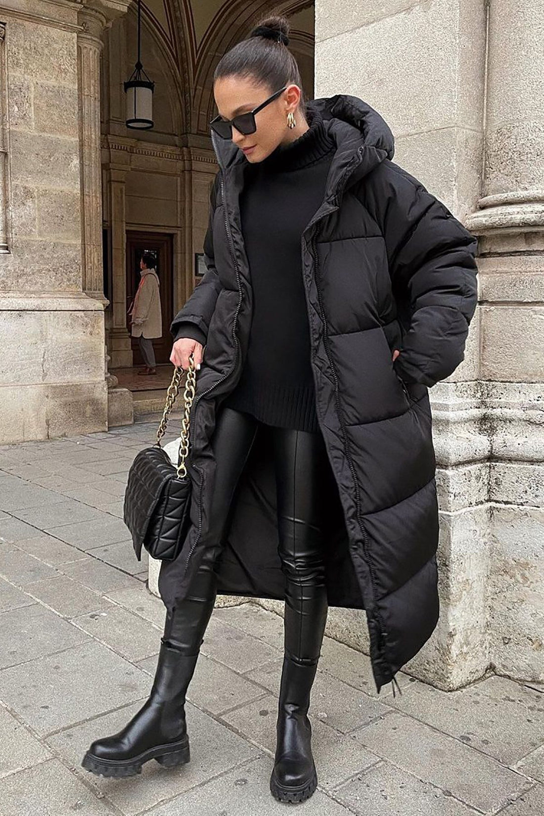 Khloe - Warmer, langer, gefütterter Wintermantel für Damen