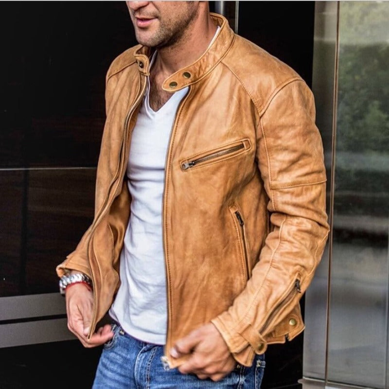 Steve - Schicke und wetterfeste Lederjacke für Herren