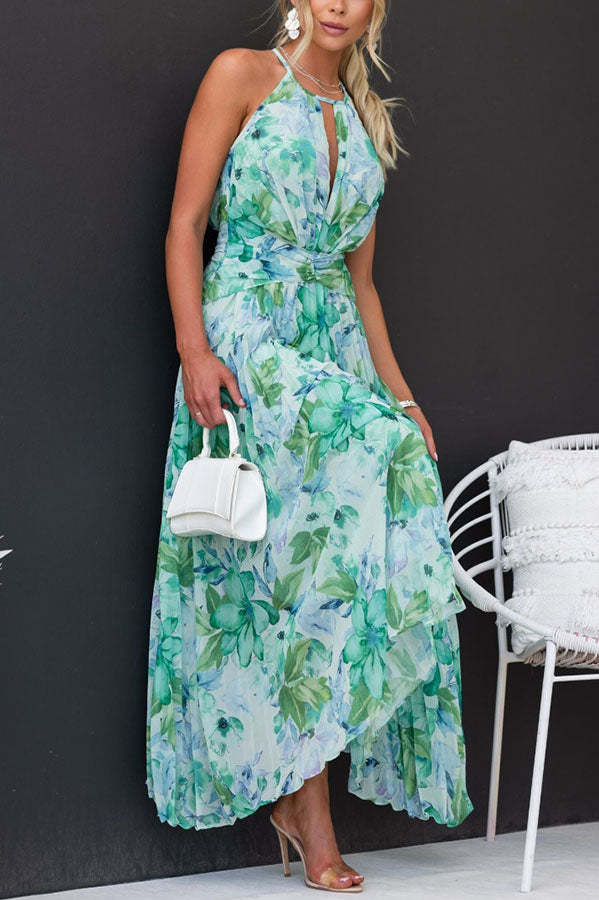 Jinora - Vielseitiges knielanges Kleid mit Blumen-Muster