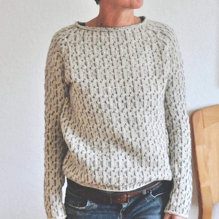 Marina - Grauer Strickpullover mit Boot-Ausschnitt
