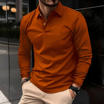 Dudley - Lockeres Langarm-Poloshirt mit Knöpfen für Herren