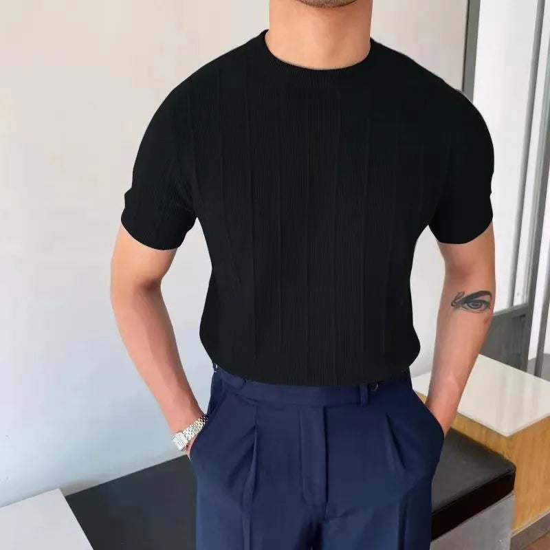 Sokka - Geripptes, lässiges T-Shirt für Herren