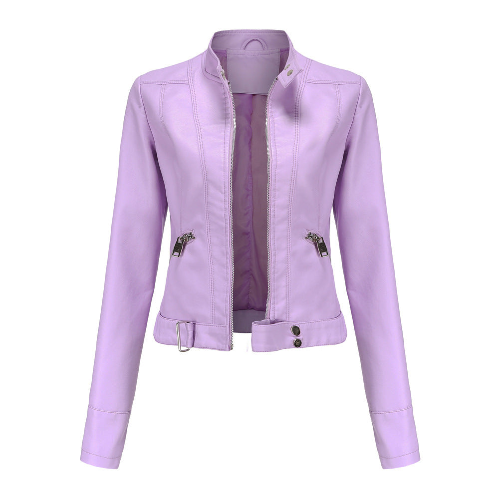 Madeline - Trendige Damen-Lederjacke mit Stehkragen