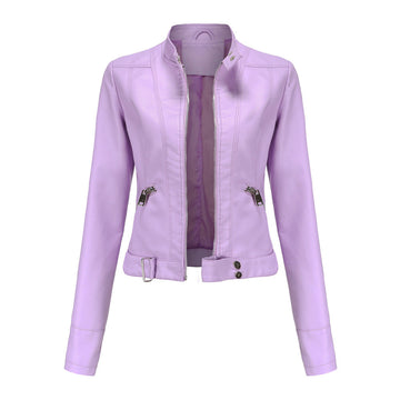 Madeline - Trendige Damen-Lederjacke mit Stehkragen