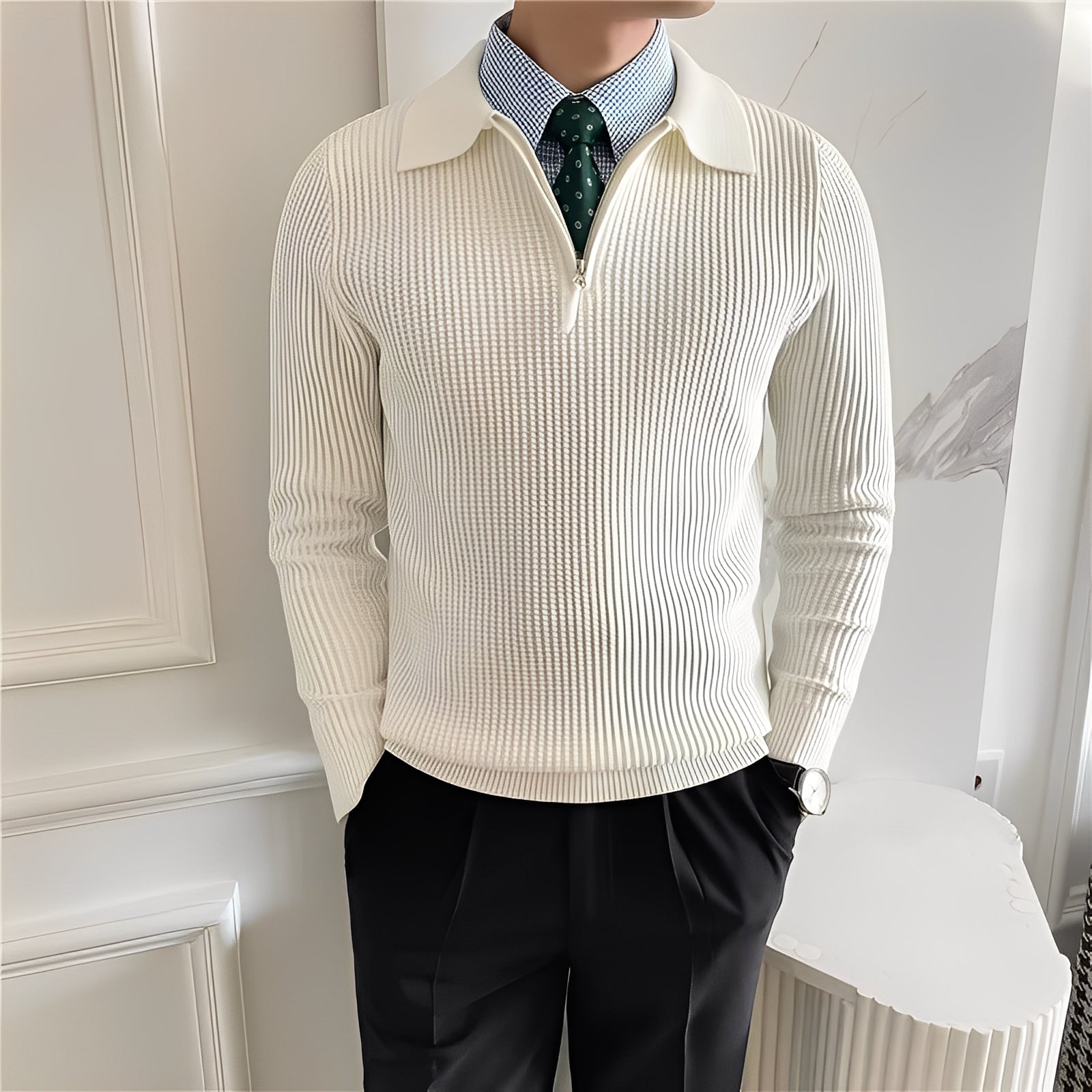 Justin - Schicker Herrenstrickpullover mit Reißverschluss