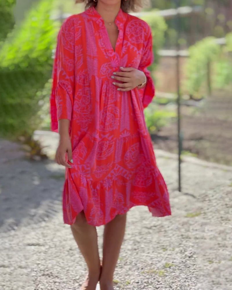 Mia – Kleid mit geometrischem Boho-Druck