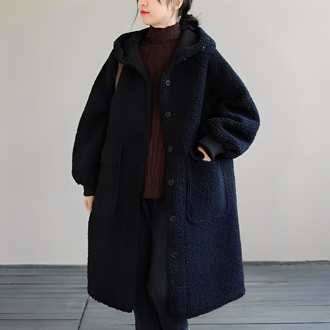 Nydia - Warmer Damen-Wollmantel mit Kapuze