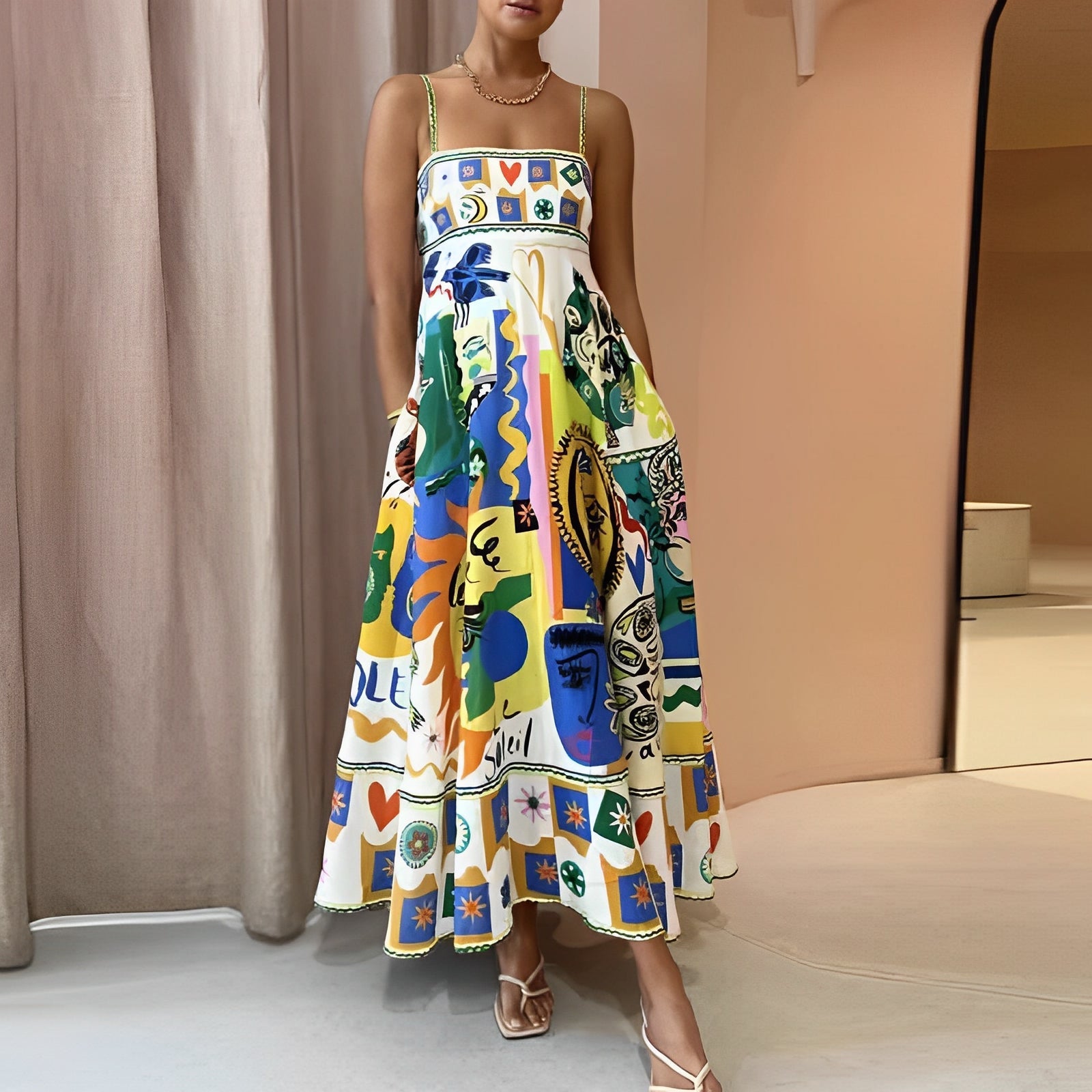 Zinnia - Buntes Sommerkleid mit hoher Taille für Frauen