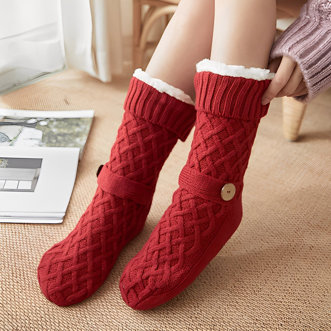 Lavina - Elegante, mit Fleece gefütterte Wollsocken für Frauen