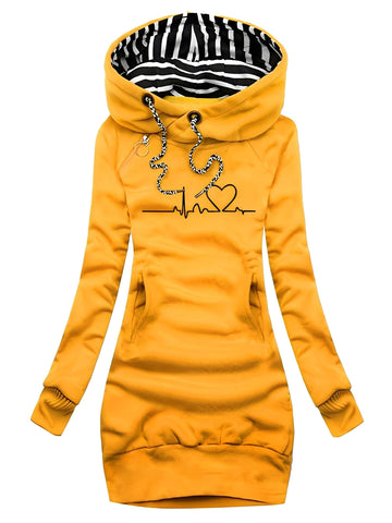 Roxanne - Lockeres Strickkleid mit Druck und Kapuze für Damen