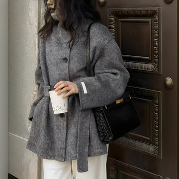 Claudia - Lässiger zweireihiger Wollmantel für Damen