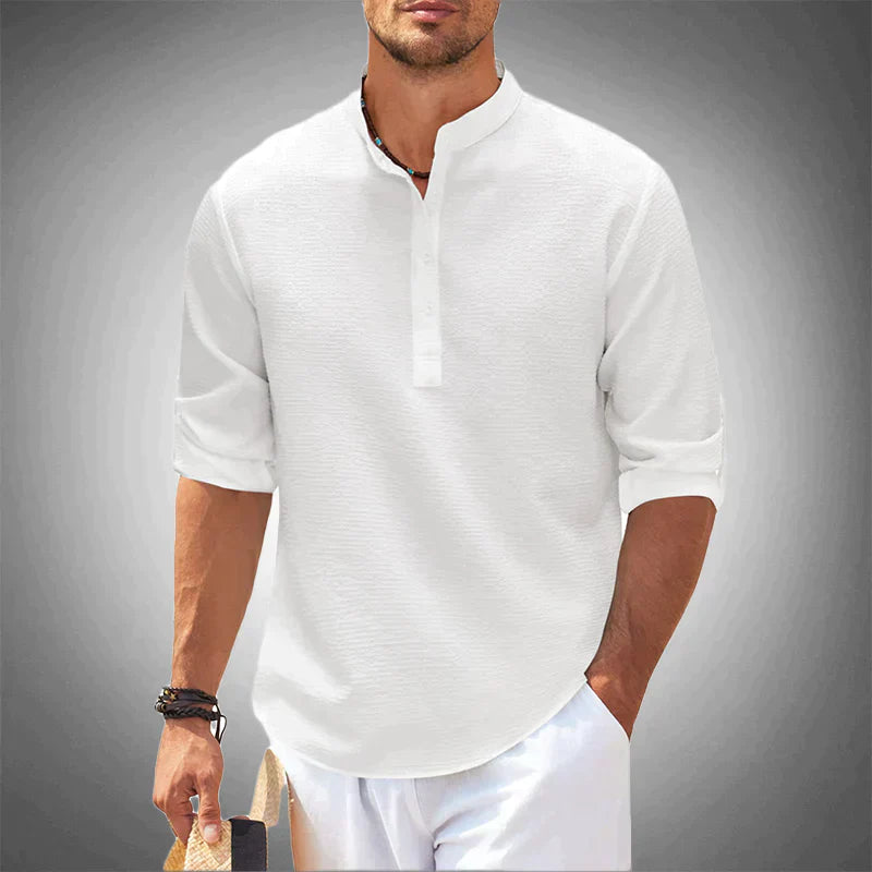 Michael - Herren Lässiges Henley Hemd Leicht & Atmungsaktiv
