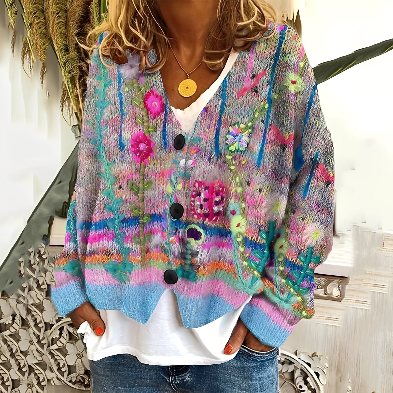 Nydia - Bequemer, weicher Damenpullover mit Druck