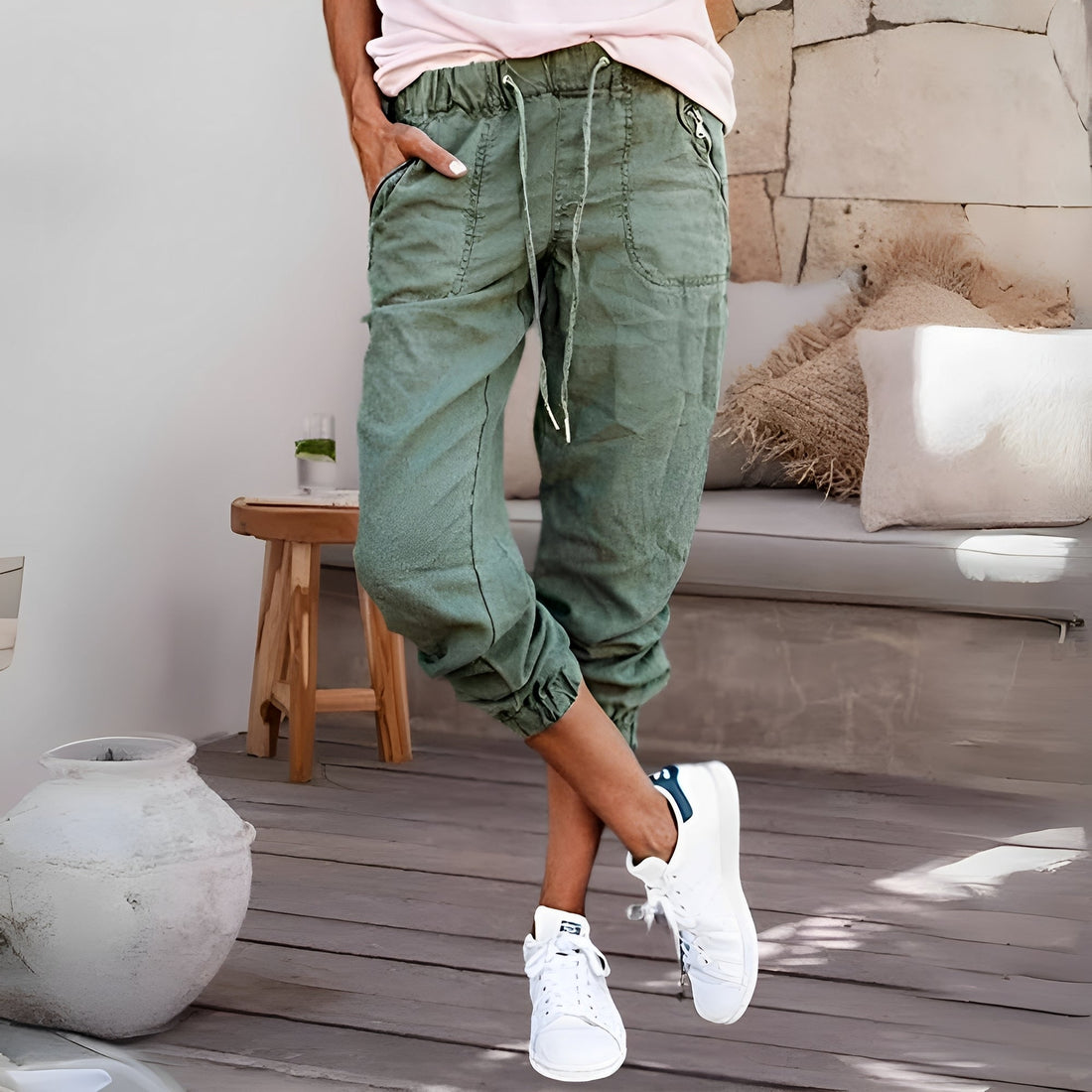 Evalyn - Modische elastische Cargohose für Damen