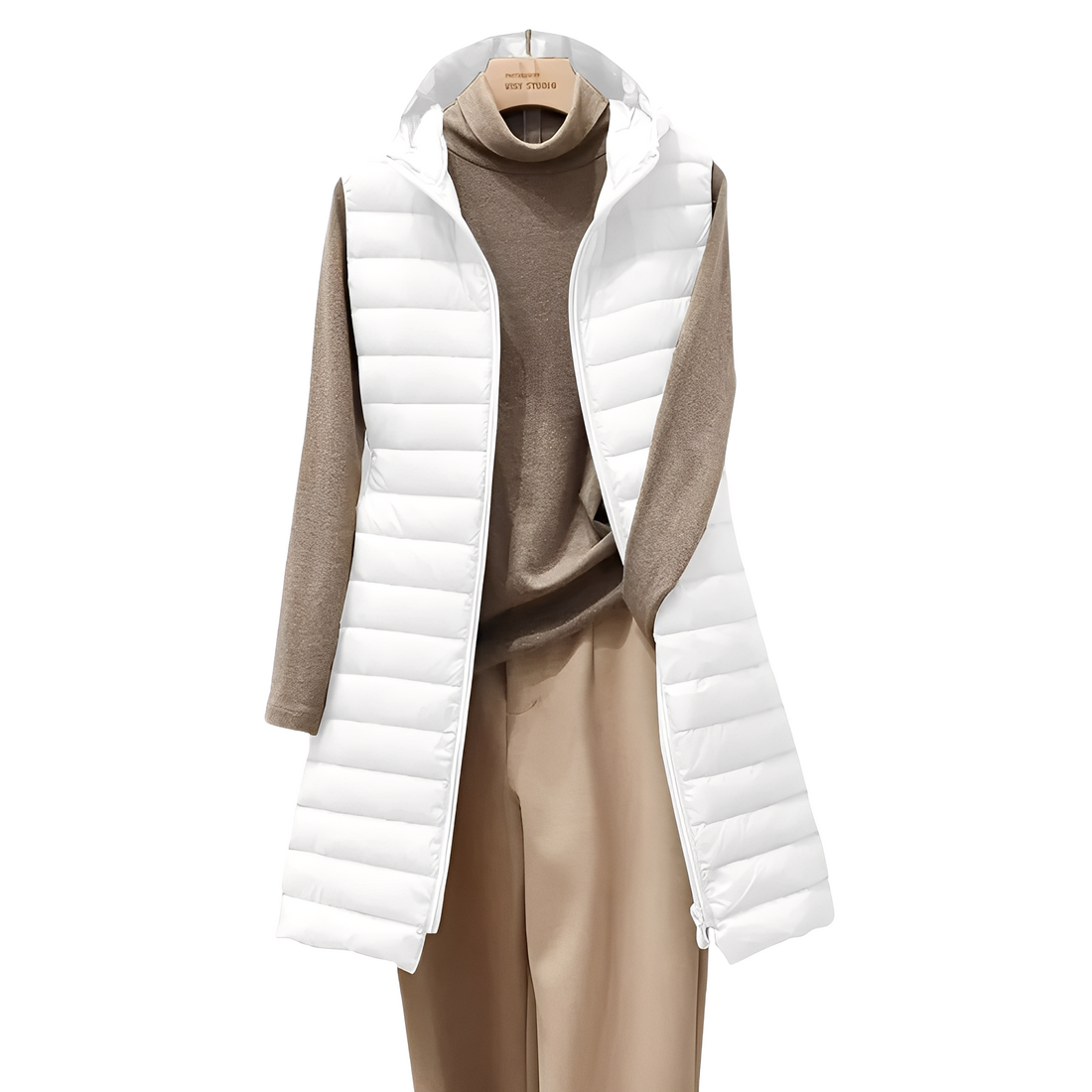 Joelle - Stylische lange gepolsterte Weste für Frauen