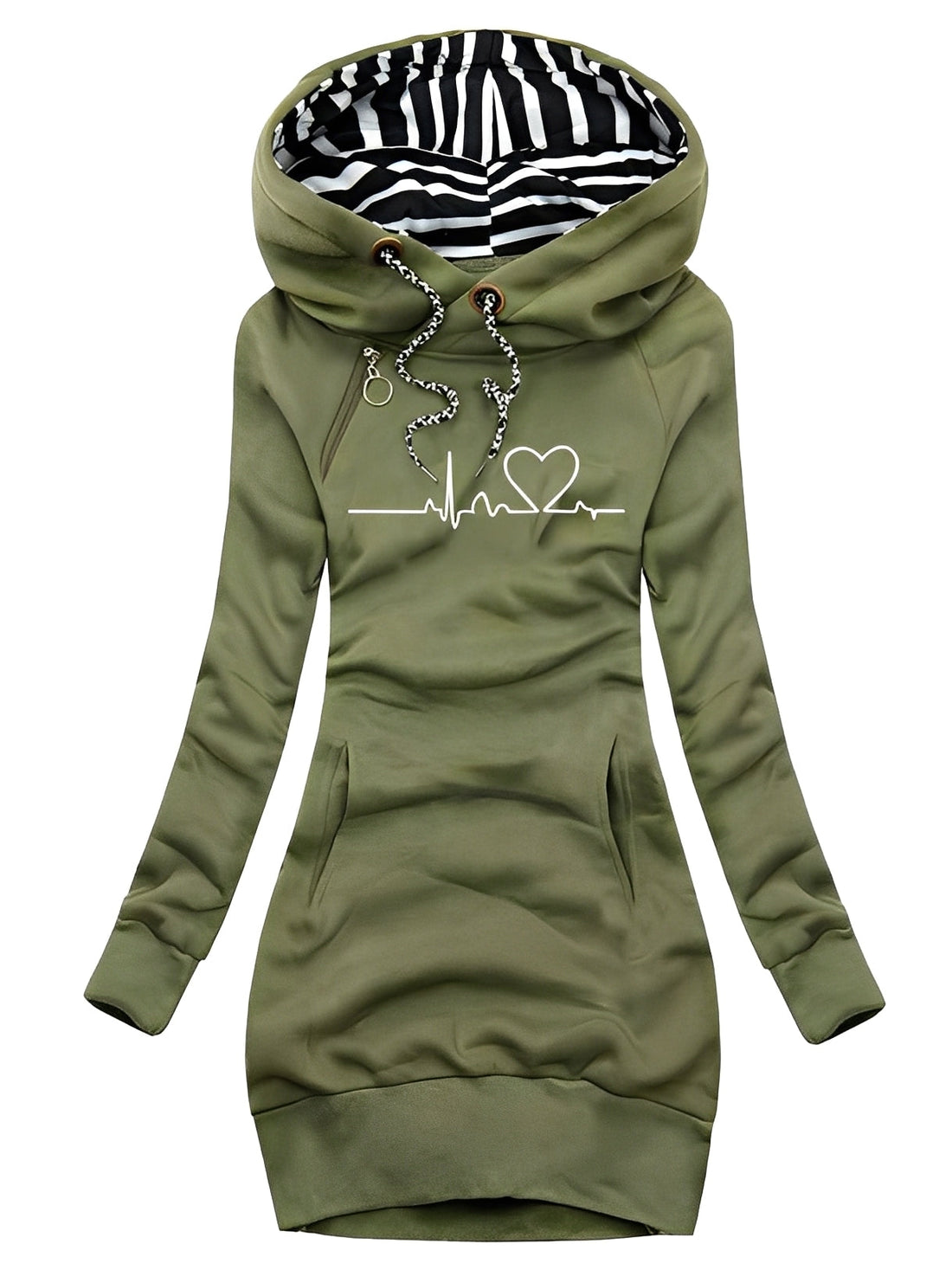 Roxanne - Lockeres Strickkleid mit Druck und Kapuze für Damen