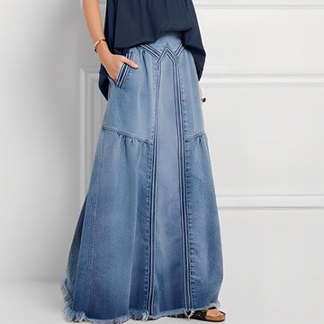 Jordyn - Bequemer elastischer Damen-Jeansrock mit Taschen
