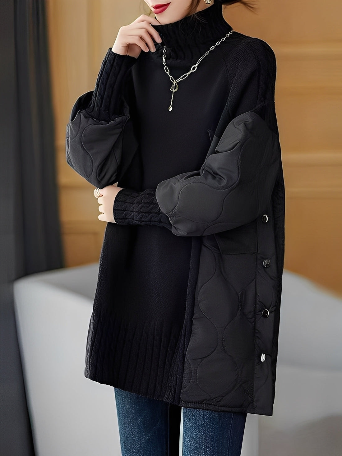 Vonda - Bequemer Rollkragenpullover mit hohem Kragen für Frauen