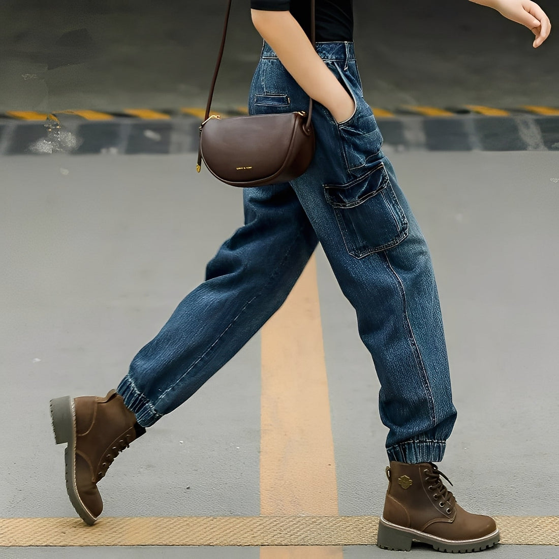 Kristal - Damen-Baumwolljeans mit vielen Taschen