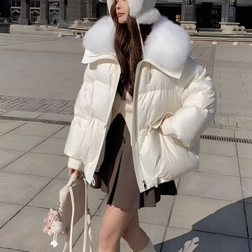 Victoria - schicke Windbreaker-Daunenjacke mit Pelzkragen für Damen
