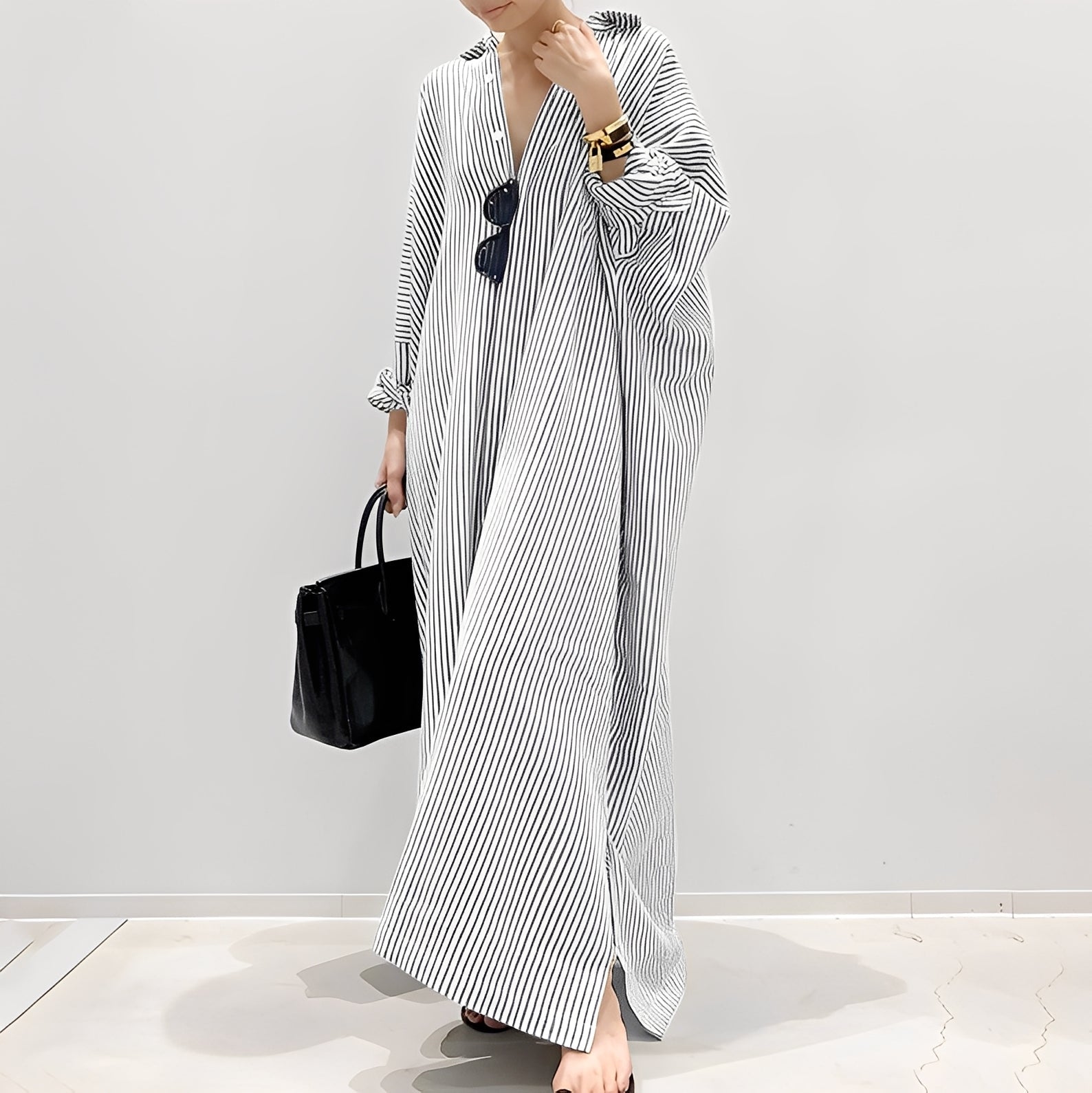 Davida - Entspanntes gestreiftes Damenhemdkleid